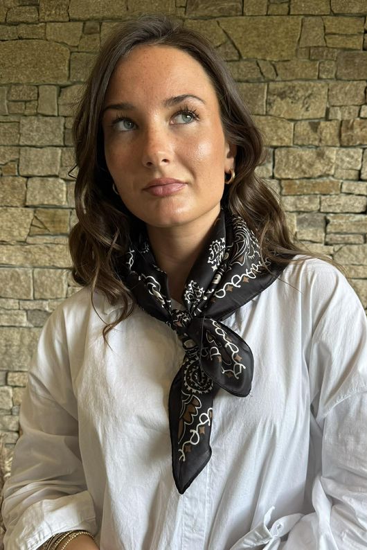 Buta Persian Silky Blend Square Scarf Black